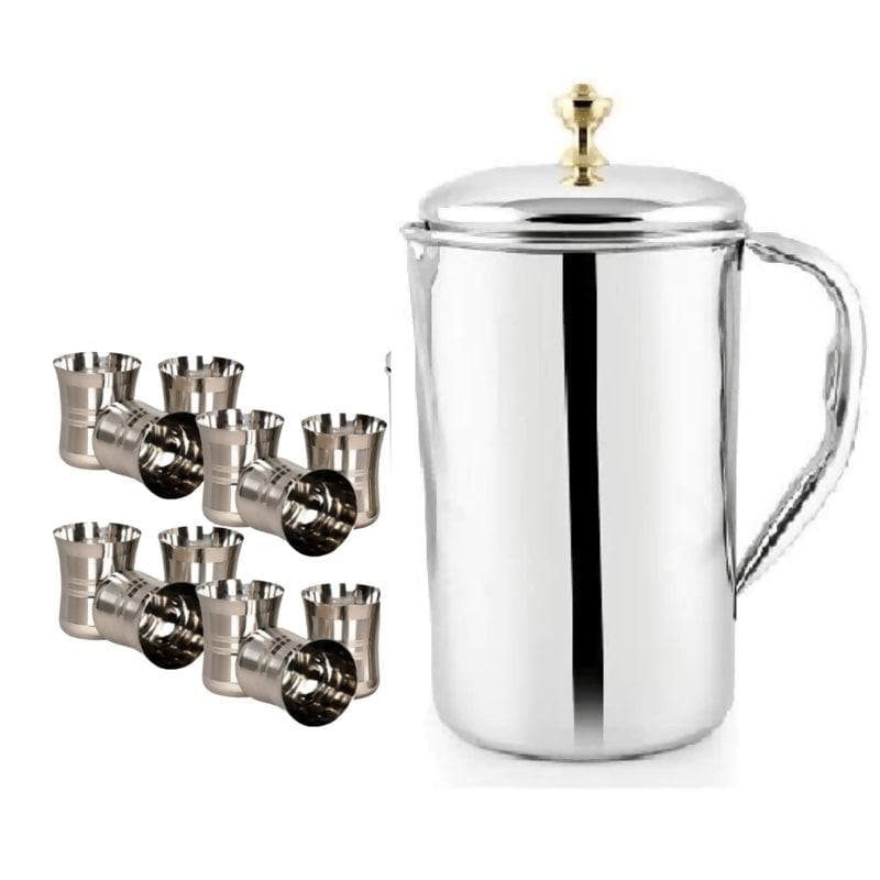 SHINI LIFESTYLE Stainless Steel Jug Set or quality steel Glass set, Water Jug, juice glass Jug Glass Set (Stainless steel) - HalfPe