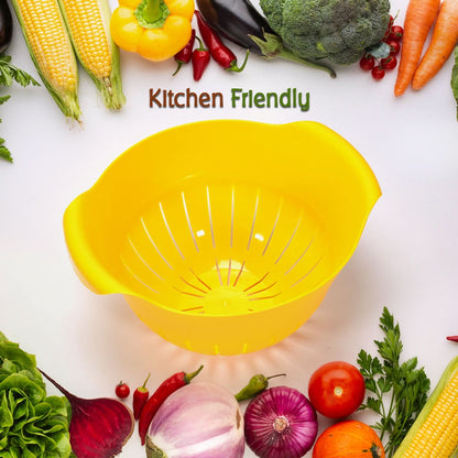 Plastic Fruits & Vegetable Washing Bowl with Strainer