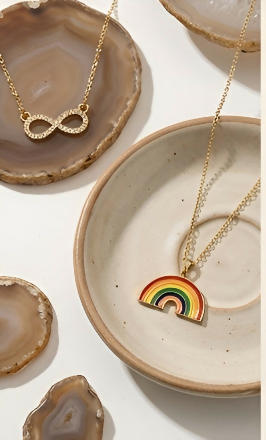 Infinity & Rainbow Pendant Necklace Set (2 Pieces)