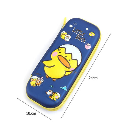 Printed Little Duck Love Sleep Hard Top Pencil Case (Navyblue) - HalfPe