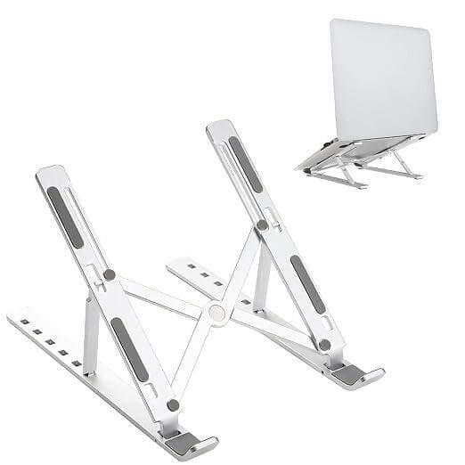 LS02 Laptop Stand Aluminum Body (6 Adjustable Stands,17Inches) (White) - HalfPe