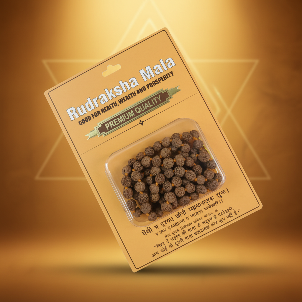Natural Light Brown Rudraksha Mala – Prayer Beads for Meditation, Peace & Spiritual Protection