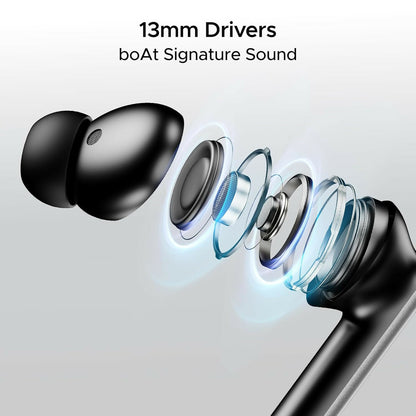 Boat Airdopes 111v2, v5.4 Bluetooth TWS in Ear Earbuds Wireless Earphones with mic (Classic Black)