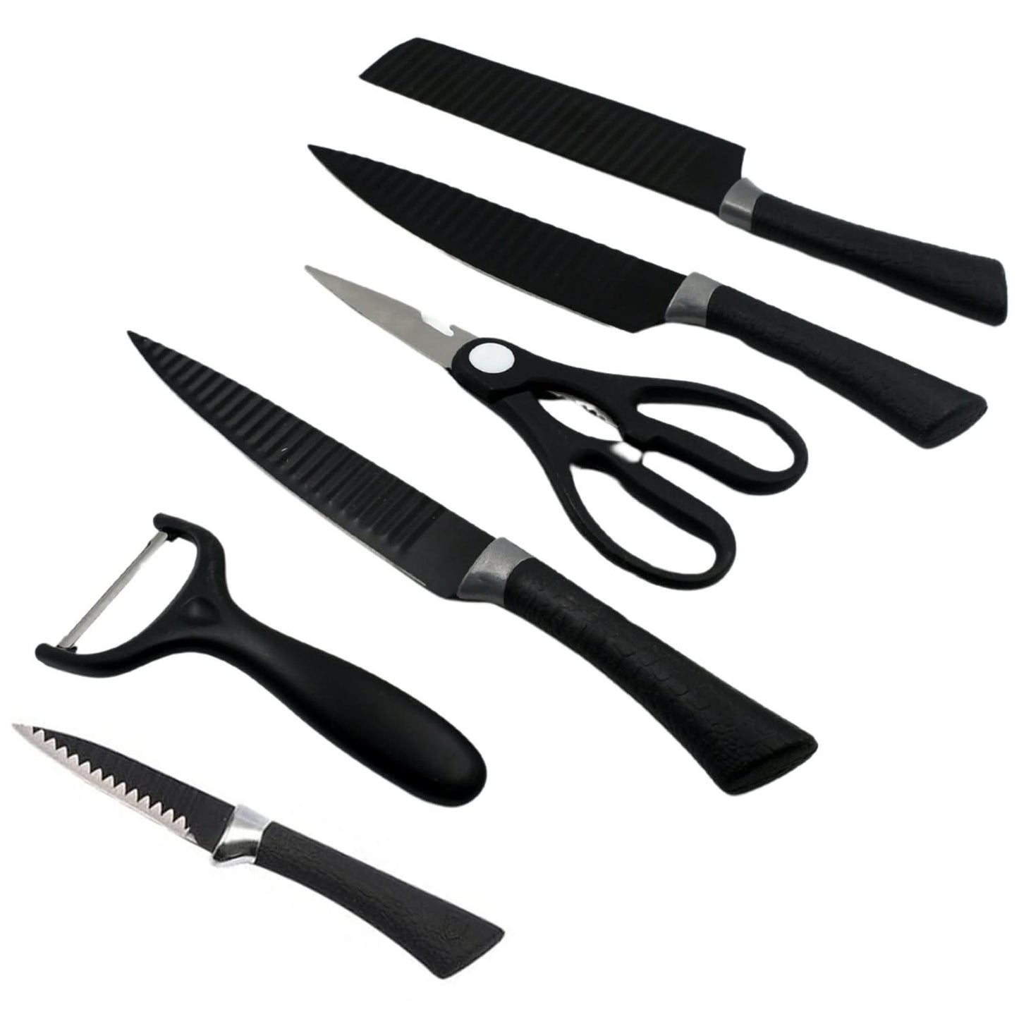 6-Piece Professional Kitchen Knife Set Stainless Steel with Peeler & Scissors
