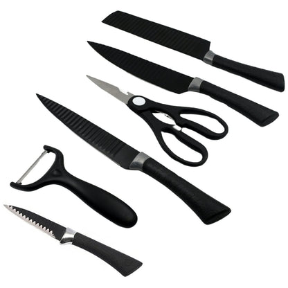 6-Piece Professional Kitchen Knife Set Stainless Steel with Peeler & Scissors