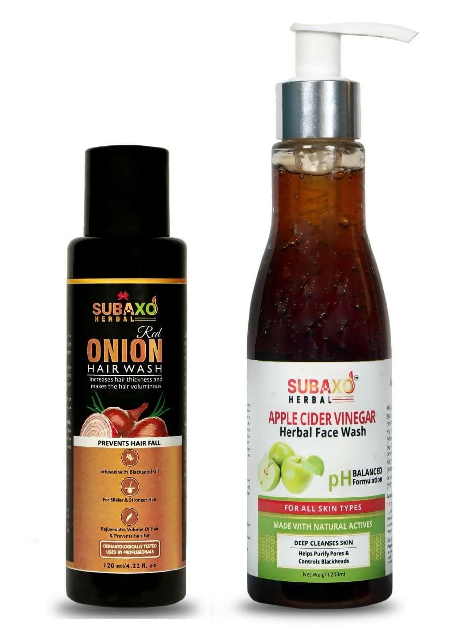 SUBAXO Onion Shampoo (120 ml) & Apple Cider Vinegar Face Wash (200 ml,Combo) - HalfPe