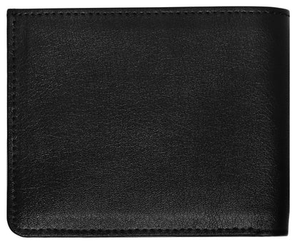 Black Designer Bi-Fold Faux Leather 2 ATM Card Slots Wallet For Men - HalfPe