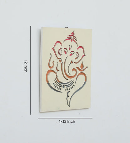 Casacraft by Pepperfry Laser Cut Design Ganpati MDF Spiritual Wall Art White