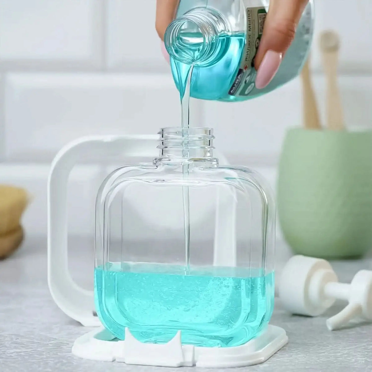 Snap Sink Dispenser Plastic Clear Empty Pump Lotion Bottles (1 Set) HP DD