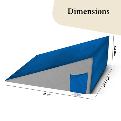 Sleepsia Wedge Pillow for Sleeping | Back Support Orthopedic Memory Foam Wedge Cushion | Back & Leg Support- Grey/Blue