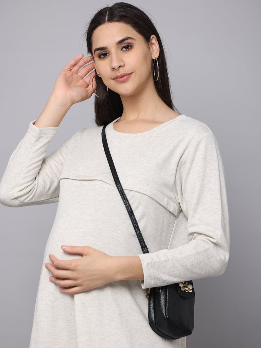 Winter Morning Maternity Sweater Dress With Nursing - DRS-WTRMR-S