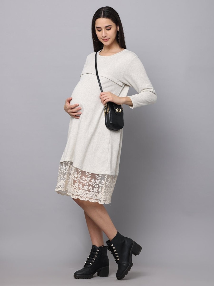 Winter Morning Maternity Sweater Dress With Nursing - DRS-WTRMR-S