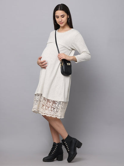 Winter Morning Maternity Sweater Dress With Nursing - DRS-WTRMR-S