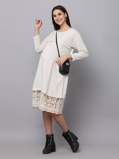 Winter Morning Maternity Sweater Dress With Nursing - DRS-WTRMR-S