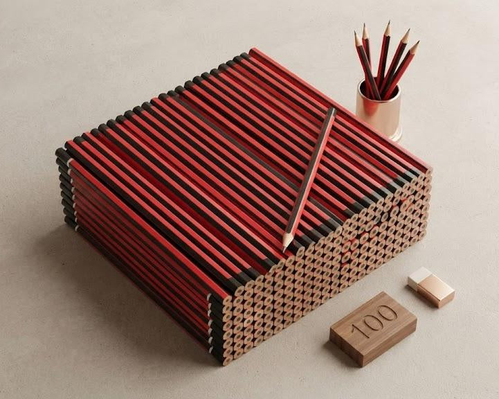 S4U Super Dark Graphite Pencil Jar – 100 Pencils (Red & Black) – image 2
