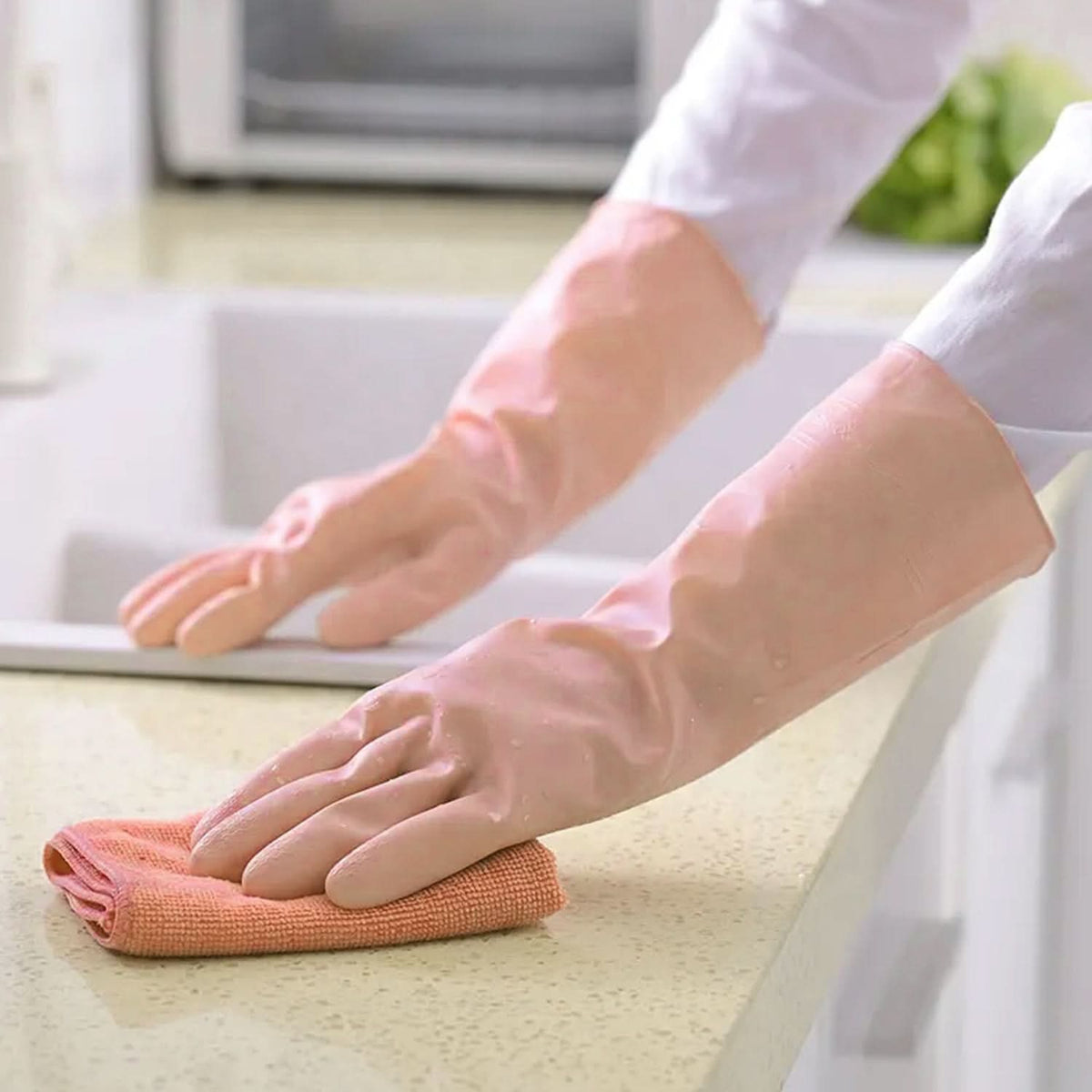 4855a  Multipurpose Natural Gum Rubber Reusable Cleaning Gloves HP DD