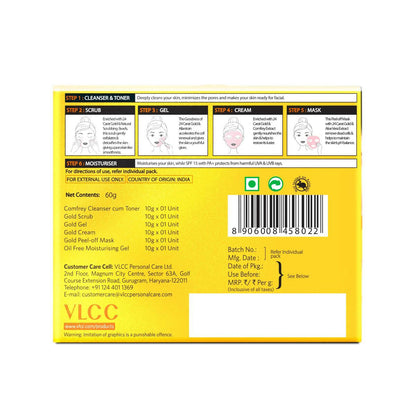 VLCC Gold Facial Kit. Bright & glowing skin - Parlour Glow (6 x 1.67 g)