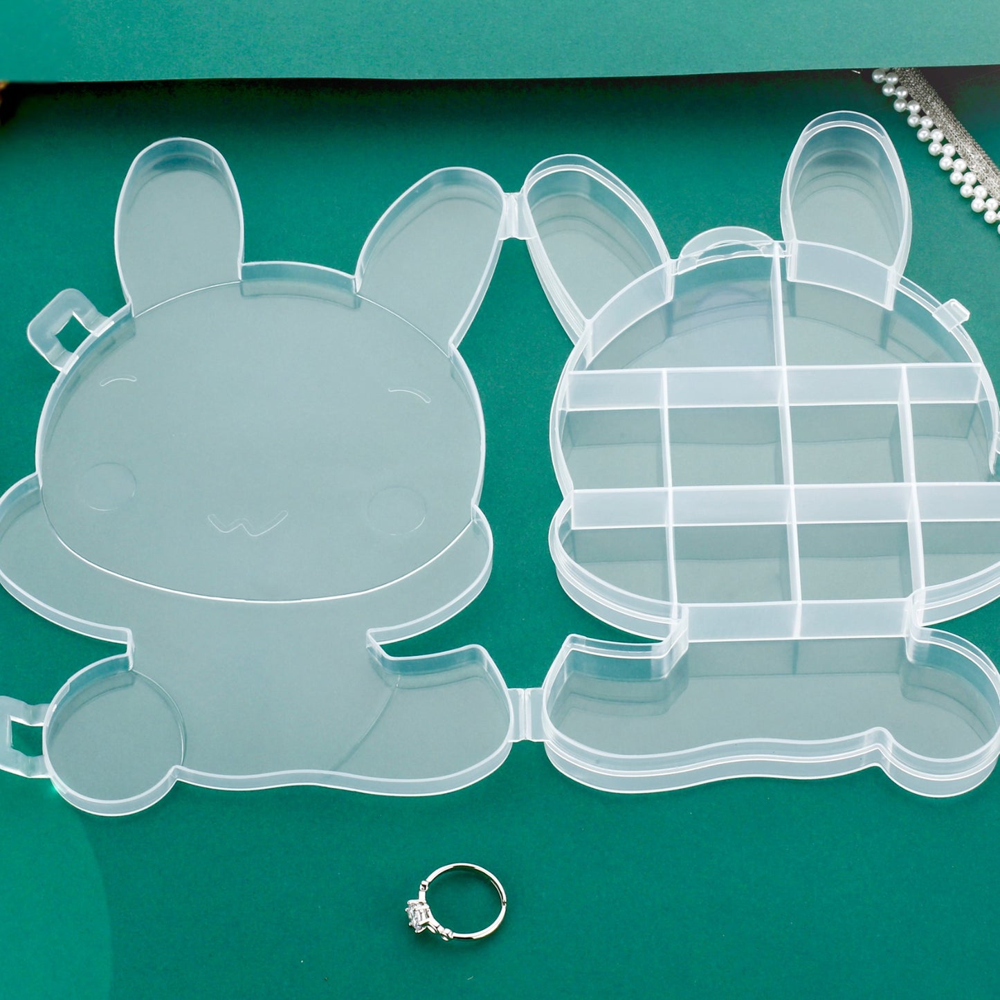 Transparent Cartoon Bear Clear Plastic Storage Box Jewelry Box Jewelry Organizer Holder Cabinets For Small Objects (1 Pc)