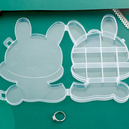 Transparent Cartoon Bear Clear Plastic Storage Box Jewelry Box Jewelry Organizer Holder Cabinets For Small Objects (1 Pc)