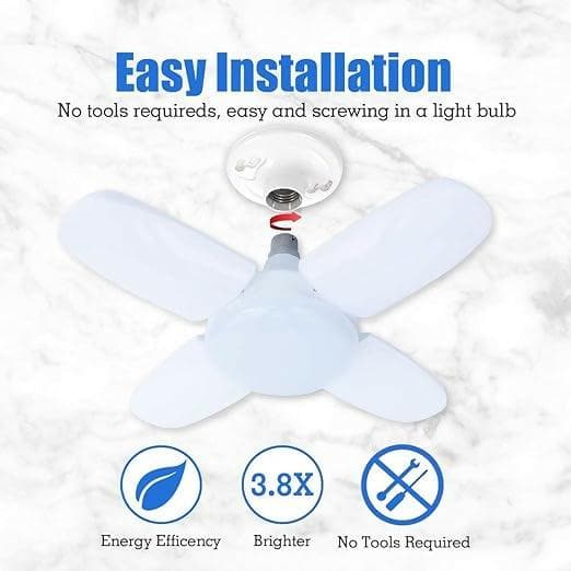 Brio Led Bulb Light Foldable Fan Shape Bulb Bright Angle 25 Watt Adjustable Home Ceiling Portable (Abs Plastic) - HalfPe