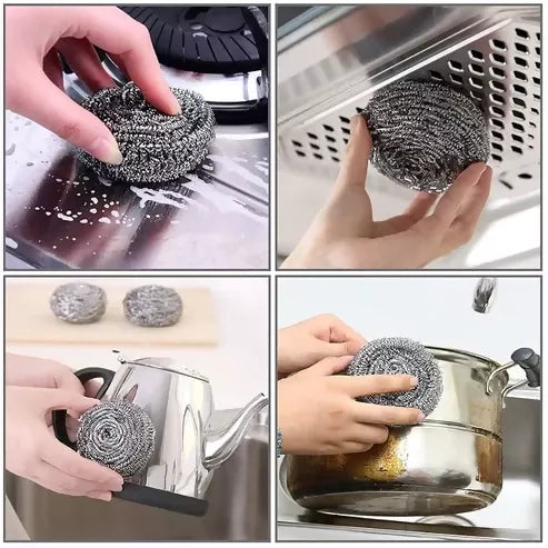 Exo Safai Steel Scrubber Scrub Pad Stainless Steel Scrub (Small, Pack of 4)