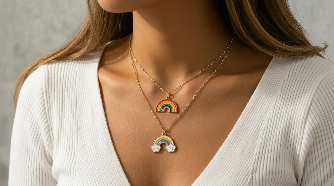 Rainbow Pendant & Infinity Necklace Set (2 Pieces)