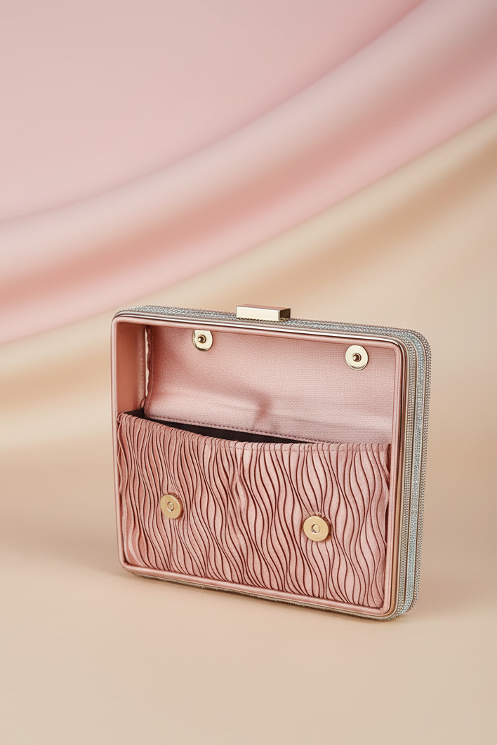 Elegant Rose Gold Structured Mini Handbag with Textured Flap RAYORA ENTERPRISE