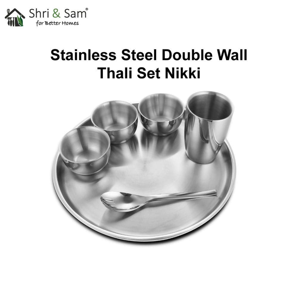 Stainless steel double wall thali set nikki