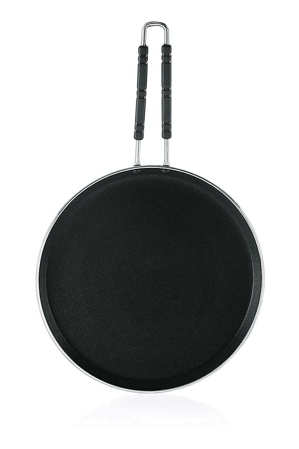 Heavy Duty Iron Induction Base Tawa with Stainless-steel Handle (10inches, 3 mm thickness, Black) Hayagreeva Enterprises