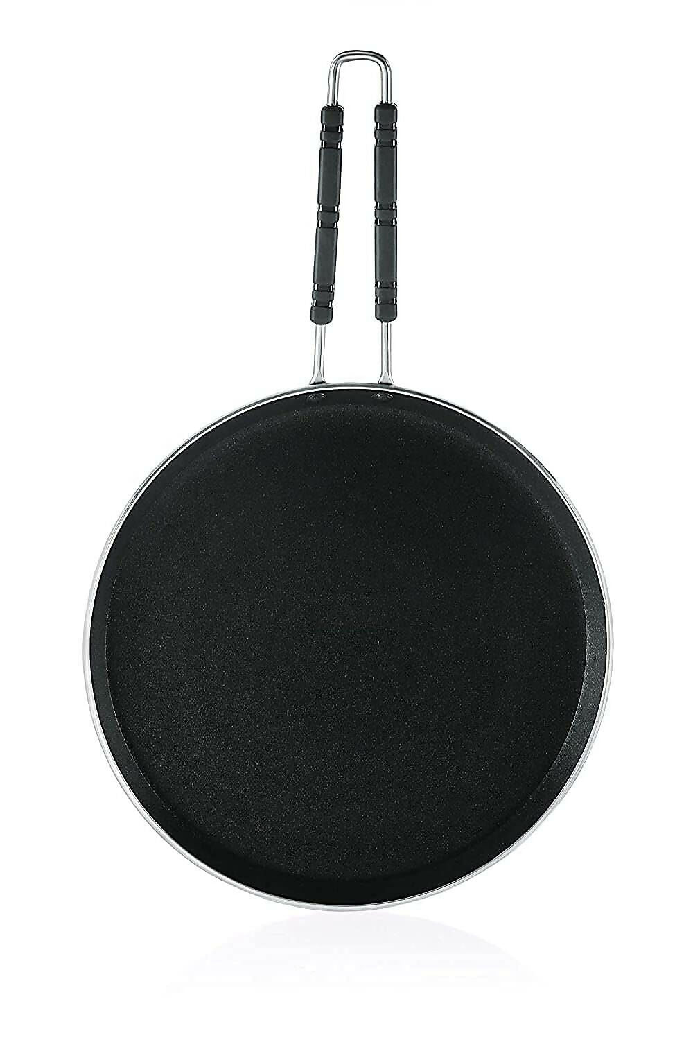 Heavy Duty Iron Induction Base Tawa with Stainless-steel Handle (10inches, 3 mm thickness, Black)