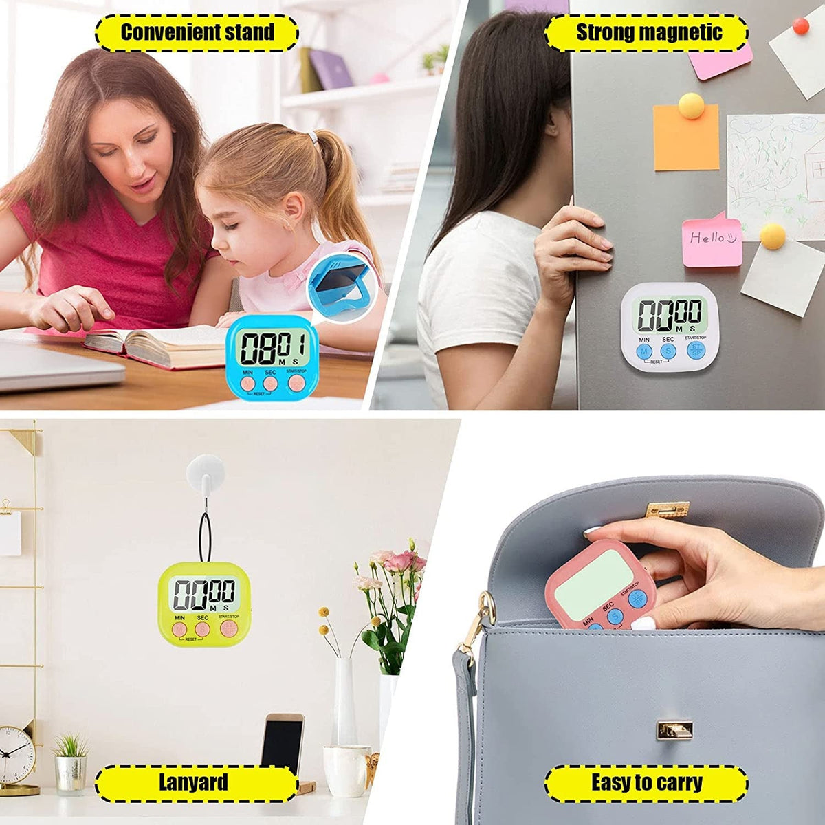 Digital Kitchen Timer Clear Big Digits 0-99 Min For Cooking Office Clock HP DD