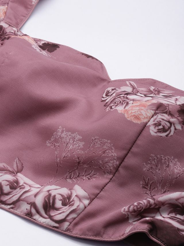 Bollywood Vogue Ready To Wear Mauve Organza Digital Printed Co ords Set