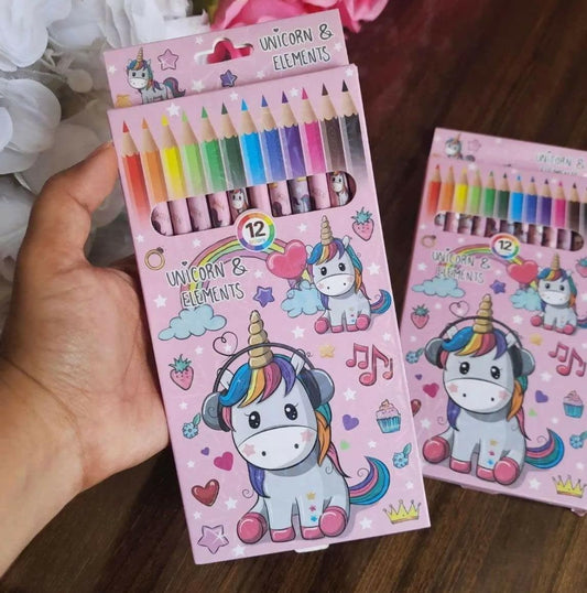 Unicorn Theme Color Pencil (Pack Of 12 Colors) - HalfPe