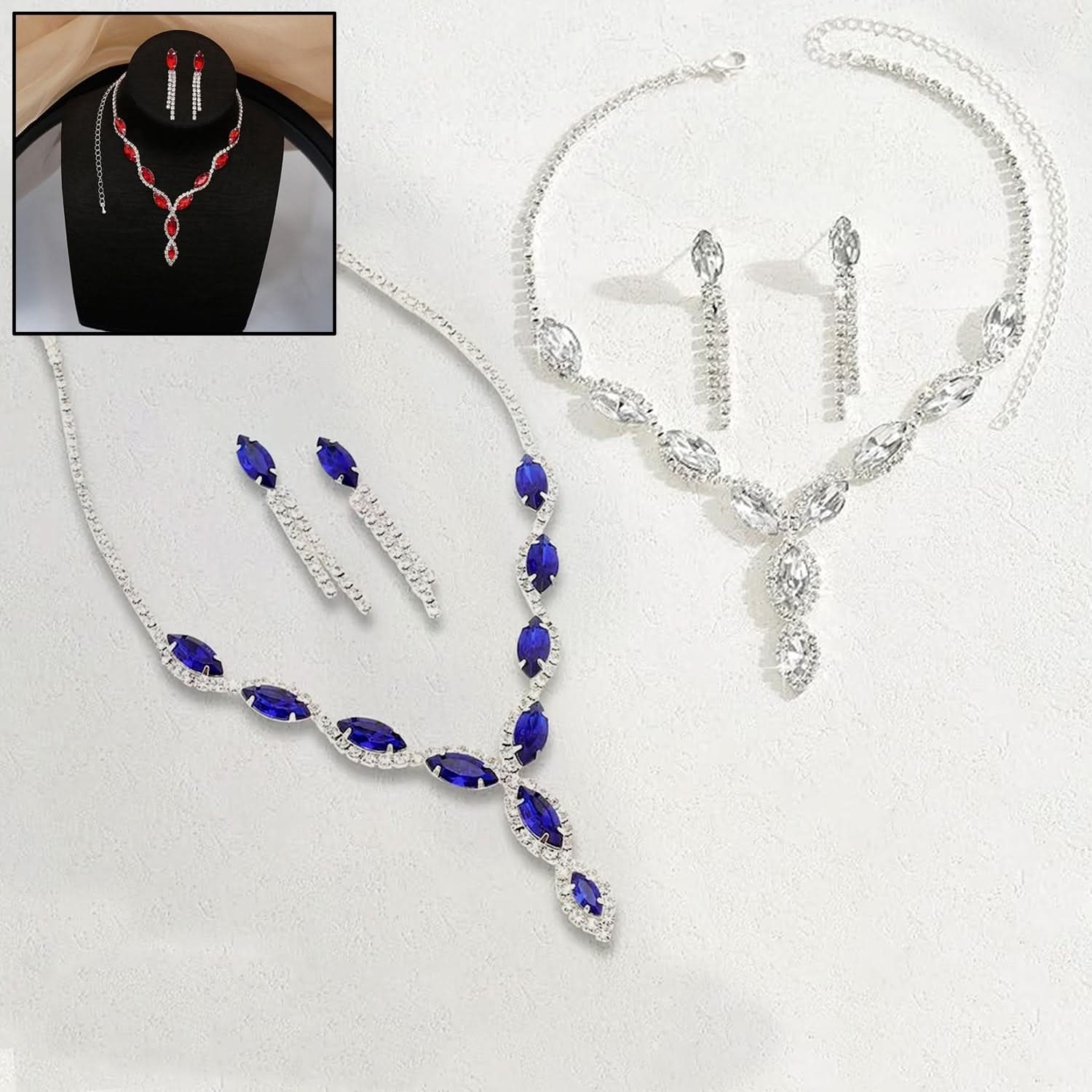 Necklace And Earrings Set Wedding Jewelry Set (1 Set Mix Color