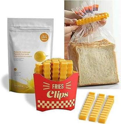 Cute French Fries Shape Food Bag Sealing Clips with 1 Magnetic (12 Pcs Plastic) - HalfPe