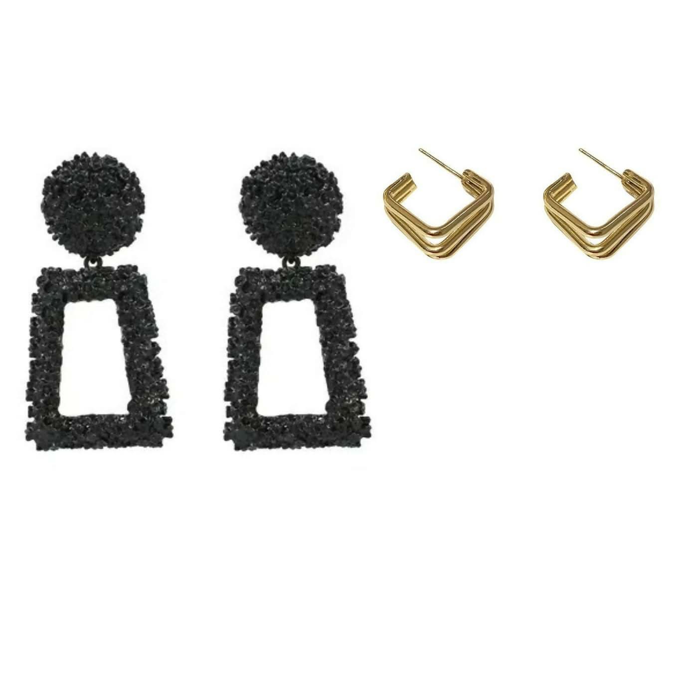 Modern Minimalist Earrings Combo Set of 2 Chic Lightweight Jewelry for Women pinapes