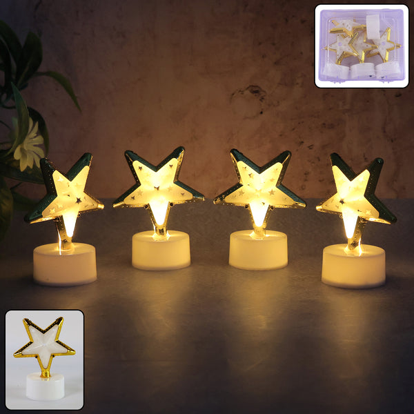 Decorative Star Shaped Flameless Led Candles Flickering Light for Home Décor& Festivals(4 Pc)