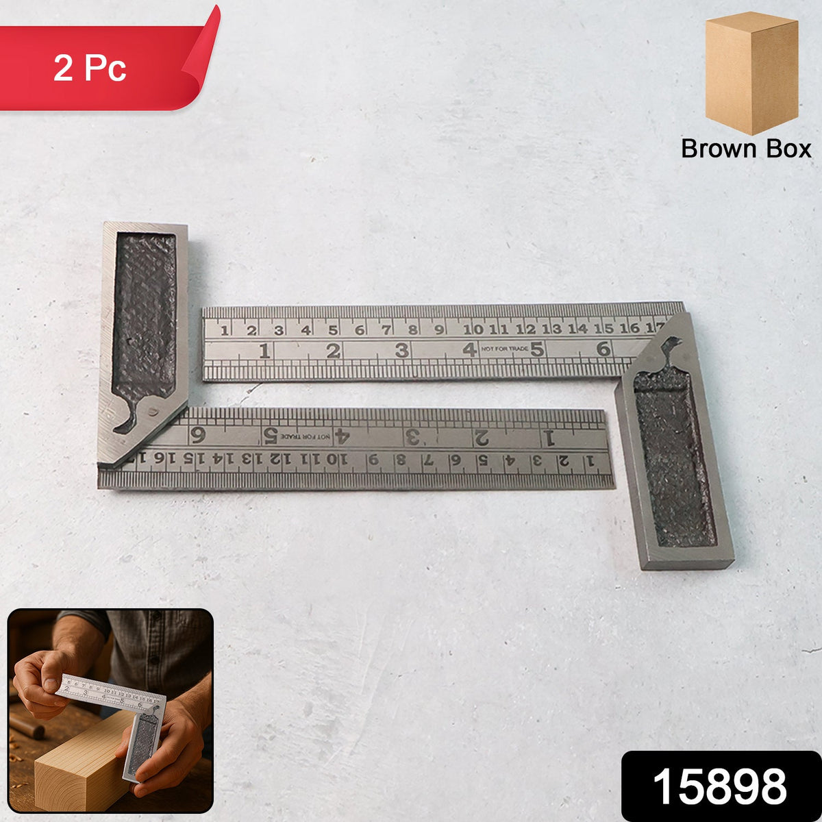 Heavy-Duty Metal Try Square Ruler for Precision Measuring and Marking Tool for Woodworking, (2 Pc) HP DD