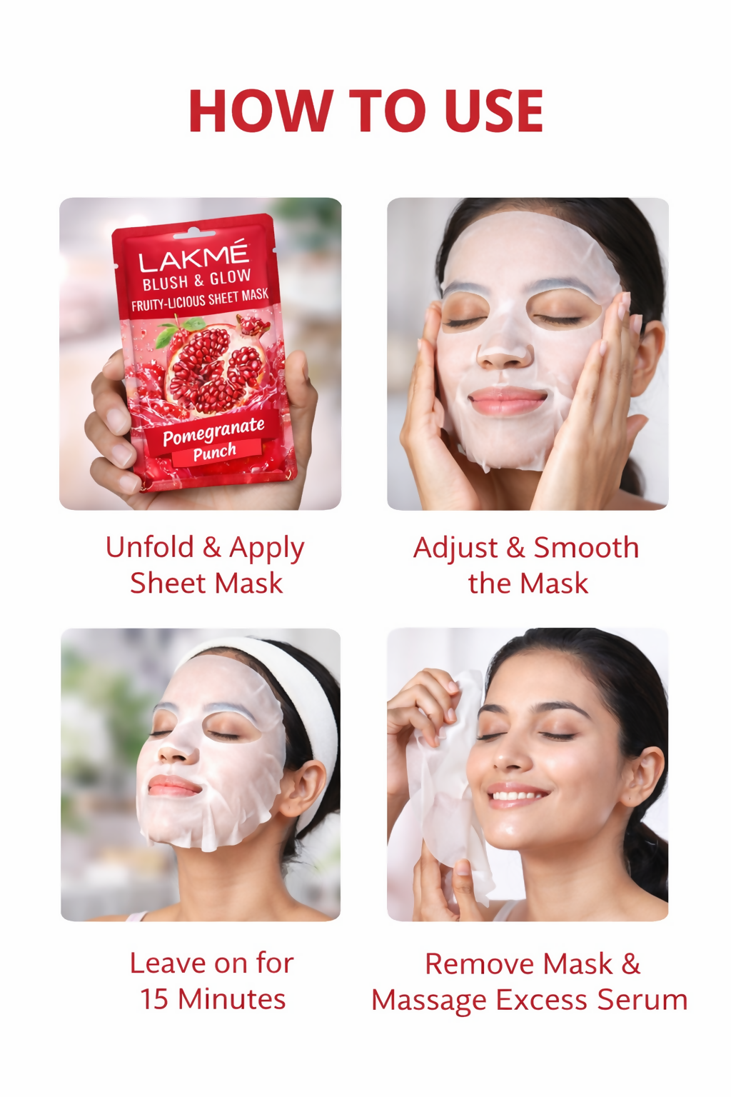 LAKME Blush & Glow FRUITY-LICIOUS SHEET MASK (Pack of 2) HalfPe - FW -TPT