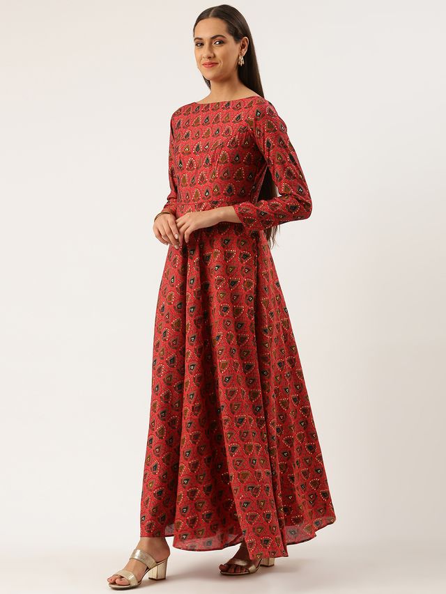Bollywood Vogue Ready To Wear Pink N Blue Printed Jacket Anarkali Suit