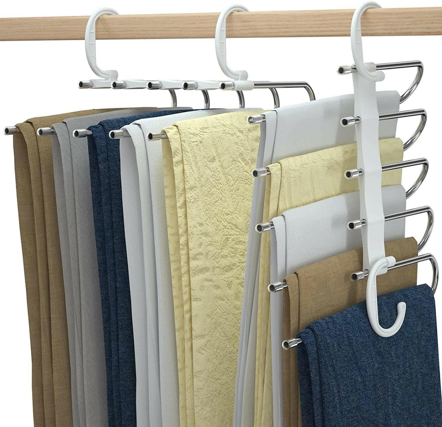 5 in 1 Multi Layer Steel Foldable Hangers Multi Purpose Wardrobe Clothes Hanger for Trousers Pants Jeans - HalfPe