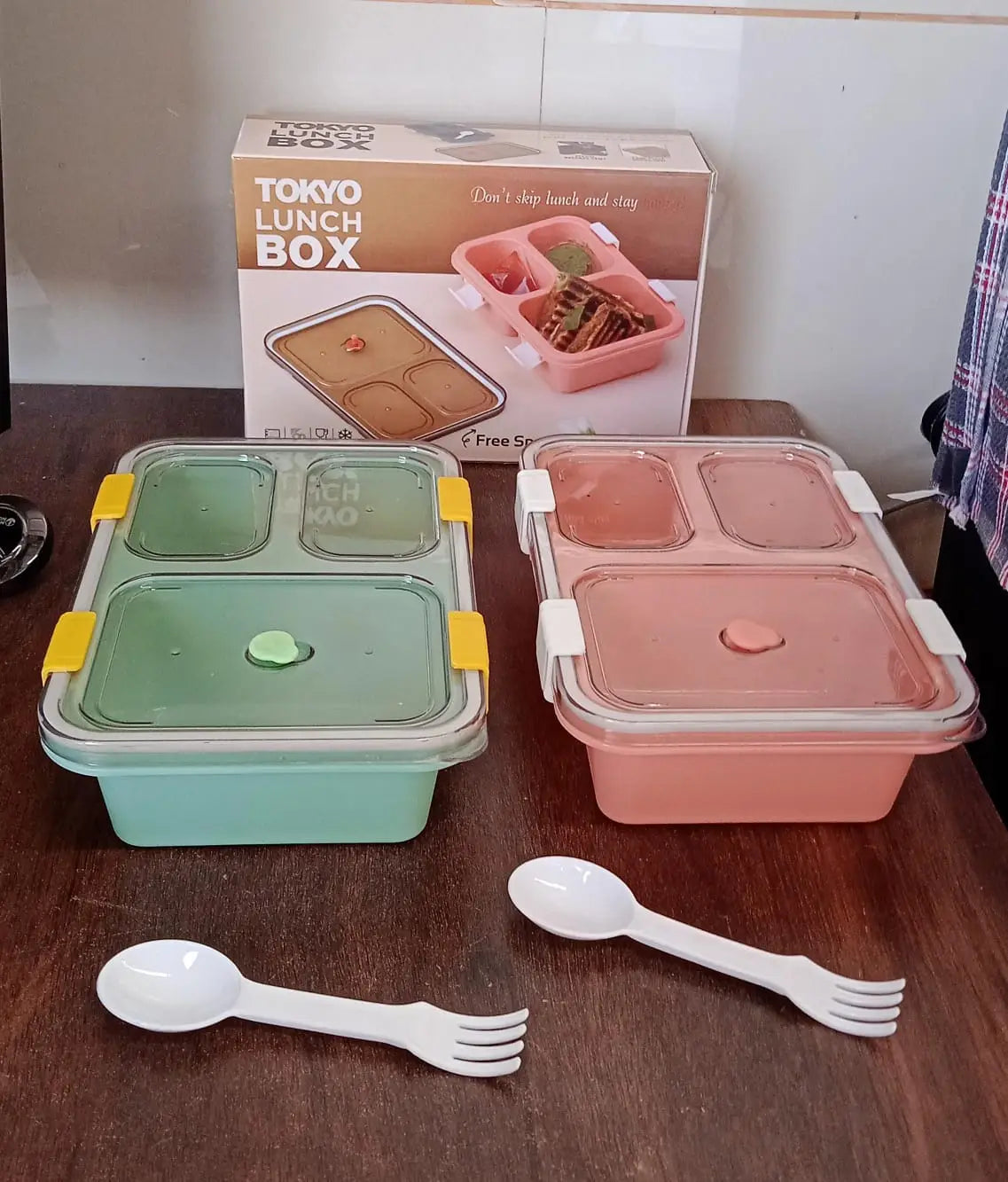 Plastic Lunch Box For Kids Lunch Box For Kids 3 Compartment Insulated Lunch Box Tiffin Box For Boys Girls School  Office Men (3 Compartment Lunch Box) HP DD