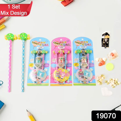 Fun Candy Design Pencil Set With Accessories (1 Set  Mix Design)