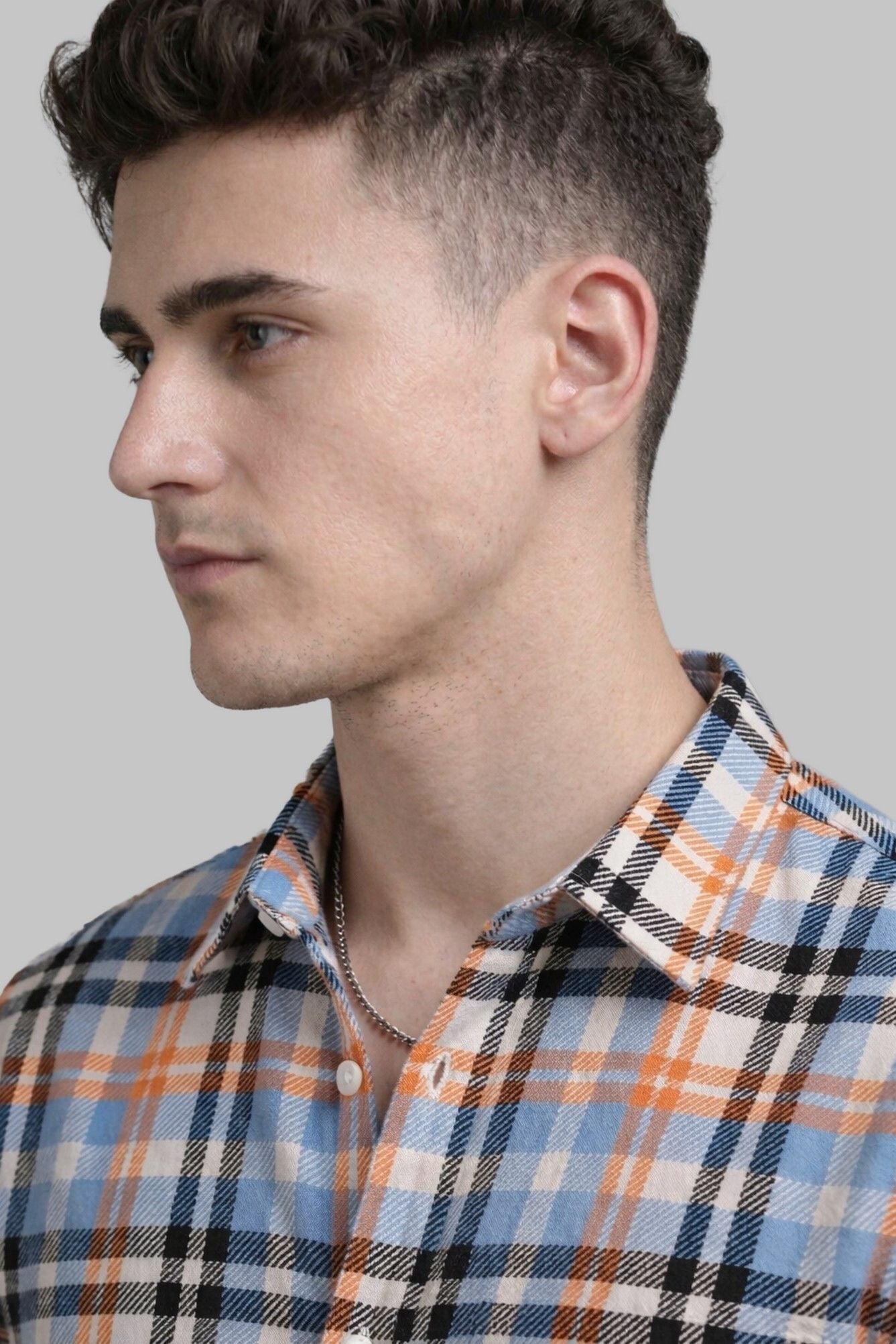 Henshika Men Checkered Casual Full Sleeve Shirt – New Chex – Orange - View 4