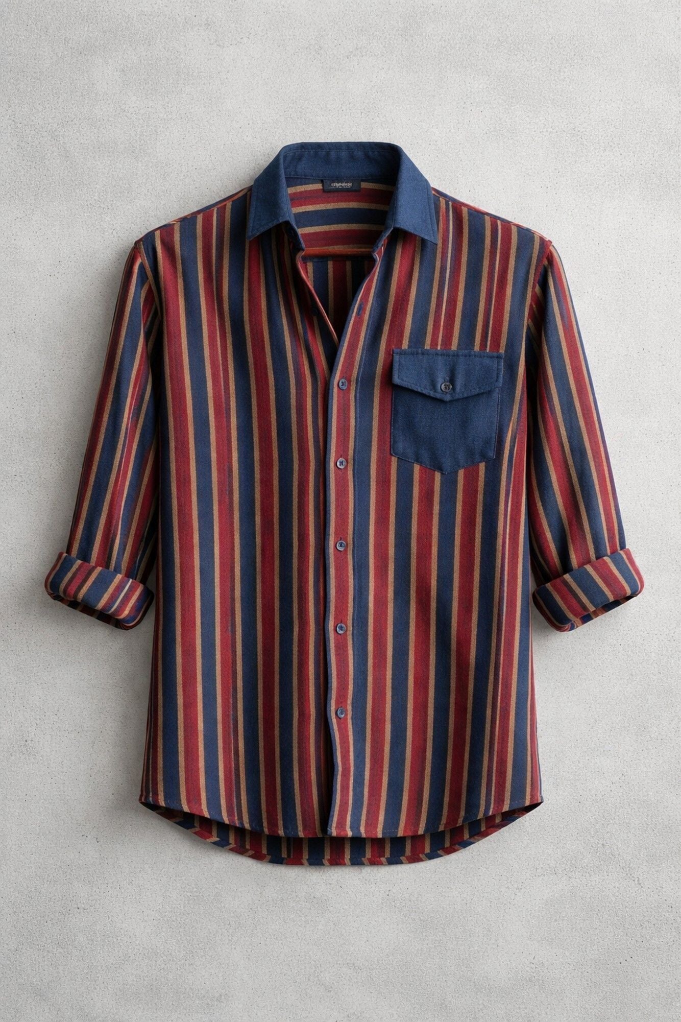 Henshika Men Striped Party Wear Full Sleeve Shirt – Red Line - Front View