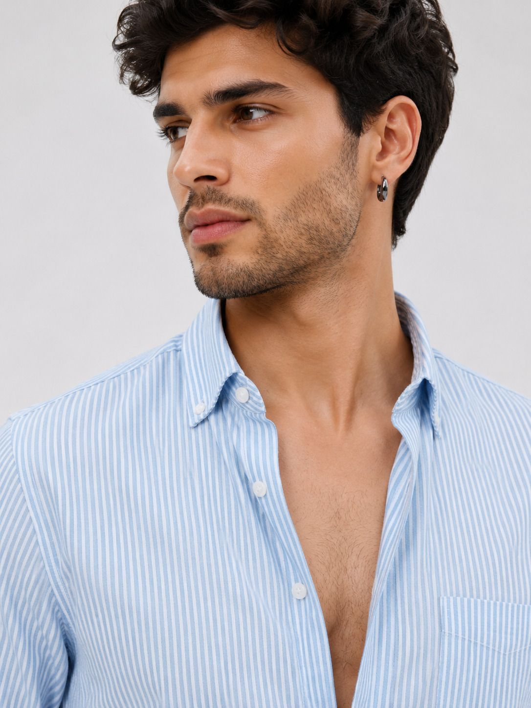HENSHIKA Blue Striped Shirt - Cuff Detail