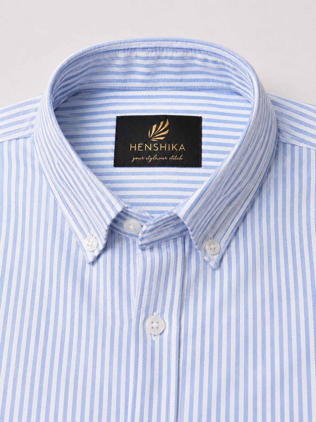 HENSHIKA Blue Striped Shirt - Side View