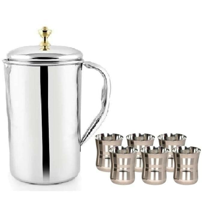 SHINI LIFESTYLE Stainless Steel Jug Set or quality steel Glass set, Water Jug, juice glass Jug Glass Set (Stainless steel) - HalfPe