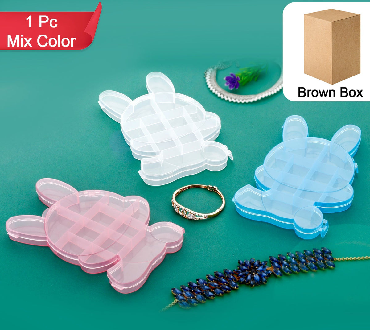 Transparent Cartoon Bear Clear Plastic Storage Box Jewelry Box Jewelry Organizer Holder Cabinets For Small Objects (1 Pc)