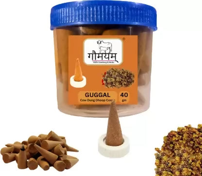 40gm-guggal-organic-dhoop-cones-herbal-with-incense-stand-cow-original-imah4nhxcpx9stef